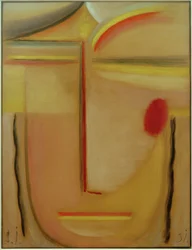 Abstrakter Kopf: Gold und Rosa